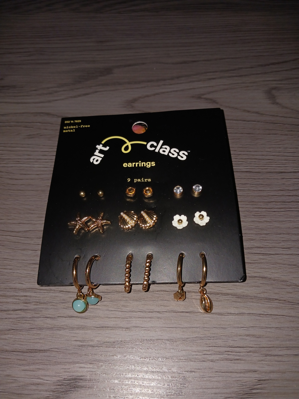 art class Gold and Turquoise 9-Pair Earring Set